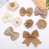 Vintage White Flower Bow Lace Jute Linen Hessian Burlap Country Event Party Supplies Wedding Decoration Bouquet Accessories