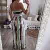 Mode Frauen Sommer Liebsten Overall Backless Vintage Bandage Strampler Gestreiften Overalls Party Breite Bein Lange Hosen