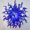 Lampen mundgeblasene blaue Kronleuchter Beleuchtung LED Schlafzimmer Wohnzimmer Murano Glas Pendelleuchten Mini Art Decor Kristall Kronleuchter