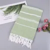 Striped Cotton Turkish Sports Bath Towel Travel Gym Camping Bath Sauna Beach Towel with Tassels Absorbent Easy Care Towels