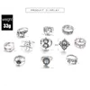 5Set di anelli di moda europei e americani Set di anelli vintage in argento con elefante di loto e nocche per le donne, regalo di gioielli G-8