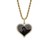 Mode-maßgeschneiderte Foto-Herz-Anhänger-Halsketten für Männer und Frauen, luxuriöse Diamanten, Liebesherz-Bilder, Anhänger, 18 Karat vergoldete Halskette, Geschenke