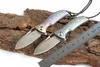 On Sale! H017 Mini Small Flipper Folding Knife 9Cr18Mov Damascus Steel Blade TC4 Titanium Handle Ball Bearing EDC Knives