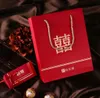 100pcs/lot Chinese style Red Double Happiness Paper gift bags for Wedding Packaging Bag with Handle Party Favors