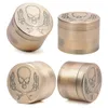 Gratis DHL -bronsf￤rg 4 delar Zinklegering Metallkvarndiameter 52 mm konvex Konkav m￶nster Herb Grinder Tobaks krossslipare Gr180