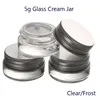 5g high quality clear/frost glass creamn bottles make up jar with aluminum lids cosmetic container packaging