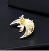 Mode Mondgöttin Brosche Pins Cartoon Mond Stern Engel mit Schmetterlingsflügel Broschen 18K vergoldete Emaille Strass Pins Schmuck Geschenke