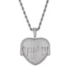 Hip Hop Bling Shiny Iced Out Micro Paved CZ Heart Drop Necklaces & Pendants For Men Rapper Jewelry With Tennis Chain