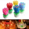 Rotation Coloré Pétales Musique Bougie Enfants Fête D'anniversaire Lotus Mousseux Fleur Bougies Squirt Blossom Flamme Gâteau Accessoire Cadeau