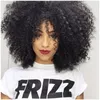 Nova cor vermelha Afro Short Curly Wigs for Black Women American Natura brasileira Peruca Full black/blonde com franja Sintética resistente ao calor