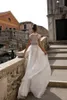 Free Shipping High Slits A-Line Wedding Dresses Bohemia Sexy Lace Appliqued Bridal Gowns A Line Beach Wed Dress