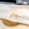 Stud Irregular Pendant Earrings Handmade Zircon Pearl Jewelry 18K Gold Plated Brass For Women Asymmetric Earring Ch1