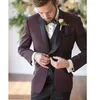 2019 Burgund Bräutigam Hochzeit Smoking One Piece Schwarz Schal Revers Herren Blazer Best Men Formal Wear