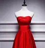 Новый чай длина эластичный Атлас милая платье невесты Sleevesless простой стиль Платье партии шнуровке назад