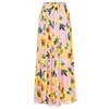 Wipalo Summer Autumn Women Suower Print High Waist Boho Skirt Ladies Vintage Pleated Chiffon Cotton Lined Skirts Yellow Y1904002