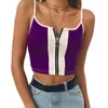 Kobiety Crop Top Zipper Camisole Sexy Pasek Bez Rękawów Czarny Czerwony Tank Topy Ladies Kamizelka Koszula Koszula Lato Boho Przycięte Feminino Z4