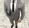 2019 Yeni Gri 3 Parça Eritilen Damat Takım Ucuz Resmi Adam Düğün Erkekler İçin Slim Fit Groom Smokin Manjacketvest8337393