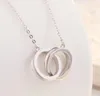 Fashion S925 Double Rings Pendant Necklaces Women 925 Sterling Silver Desinger Clavicular Chain E8 with box