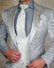 Dantel Vintage Damat smokin Groomsmen Kırmızı Beyaz Siyah Şal Yaka Best Man Suit Düğün Erkek Blazer Özel Made Takımlar (Ceket + Pantolon + Yelek)