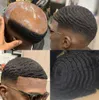 Parrucca da uomo celebrità posticci 10mm onda piena pizzo parrucchino nero 1B sostituzione capelli umani vergini malesi 4mm afro crespo ricciolo unità PU per uomini neri