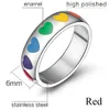 Mens Womens Rainbow Colorido LGBT Anel de Casamento Aço Inoxidável Anéis Gay Lebian