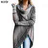 Vrouw streetwear sjaal herfst lente mode kwast vest lange mouwen gestreepte casual truien vrouwen vestigans 9003