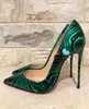 Hot Sale- fashion women pumps Green Black Malachite Patent High Heels shoes boots 120mm genuine leather