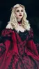 Vermelho e preto gótico vestidos de casamento medieval mangas compridas renascimento fantasia vitoriana vampiros vestidos de casamento país com caped 2019