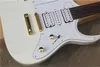 3 Necks White body Electric Guitar with Tremolo/Fixed Bridge,Golden Hardware,White Pearl Pickguard,can be customized