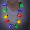 LED Christmas Bulb Festival Necklace LED Light Up Plastic Flashlight Party Favors 12 LED Bulbs for Adults Kids Lamps