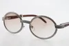 Hurtownia drewna mniejsze duże kamienie okulary przeciwsłoneczne okrągło 7550178 vintage unisex okulary słoneczne 18k złote szklanki brązowe soczewki Wysoka jakość C dekoracja C