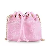 Barnkläder Nyaste Koreanska Baby Girls Mini Princess Purses Fashion Sequins Bucket Väskor Tote Handväskor Barnkedja Korskroppsväskor