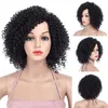 Perruques 1B Black Afro Curly Wigs pour femmes partie latérale Synthétique CHEVEUR CHELS CHEUR FULLE CHEUR AMÉRICAU