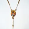 Loyal Cool 22 K 24 K Thai Baht Fine Gold Filled Cross / Crucifix Hängsmycke Rosario Rosary Beads Halsband Kedja 60cm + 10 cm lång