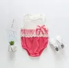 Baby rompers barn designer kläder tjejer sommar spets jumpsuits toddle ärmlösesies nyfödda boutique bodysuit spädbarn klättra kostym a5850