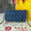 M53692 Dalga Zinciri Çantası Mm Kadınlar Tuval Çiçek Blossom Denim Çanta Çanta Altın Zincir Omuz Kayışı Çantası Crossbody Akşam Çantası157V