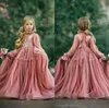 Inverno Abiti Flower Girl per Matrimoni manica lunga ragazze del merletto vestito da spettacolo Piano Lunghezza bambini vestito comunione di compleanno