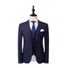 Cinzenta dos homens das riscas ternos estilo britânico Magro Notch lapela do noivo partido smoking smoking Suit Prom Formal (Jacket + Calças + Vest)