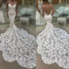 2020 New Sexy senza spalline Boho Mermaid Abiti da sposa Applique in pizzo senza maniche Illusion Backless Africano Plus Size Abiti da sposa formale