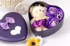 3 pièces/ensemble savon parfumé fleurs roses avec 1 ours mignon boîte en fer parfumé Valentiners fête de mariage décoration cadeaux bain savons pour le corps