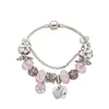 Nova pulseira de contas de cristal rosa designer de luxo para Pandora banhado a prata charme DIY pingente de anjo pêssego coração pulseira com caixa original