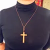 Vintage wooden Cross pendant necklace women Christ Jesus Cross sweater chain men handmade carving stylish 12pcs253b