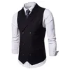 2020 Anpassad vår- och hösten New Gentlemen Pure Color Double-Breasted Man Armor Men British Western Armor Large Size Vest Coa269J