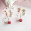 Boucles d'oreilles courbes boules de cheveux avec Clips, longue chaîne, dessin animé, nouvelles boucles d'oreilles