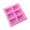 silicone soap molds 6 Cavity Hole Rectangle DIY Baking Mold Tray Handmade Cake Biscuit Candy Chocolate Moulds Non-stick baking Tools LX7953