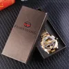 Forsining Montre mécanique dorée transparente pour hommes squelette Steampunk engrenage automatique auto-vent bracelet en acier inoxydable horloge Montre225Z