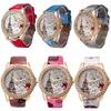 Nuevo estilo de las mujeres del reloj colorido de la manera Torre Eiffel Amor Reloj de pulsera para el amigo mejores regalos 6 estilos para elegir
