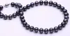 Livraison gratuite génial 10-11mm collier de perles vert noir 18 pouces