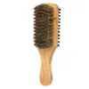 Men039s brosse à barbe peigne en bois double face mâle brosse à poils du visage moustache blaireau 2067419