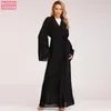 Elegante Moslim Borduurwerk Maxi Jurk Geplooide Abaya Vest Kimono Lange Gewaad Toga Jubah Midden-oosten Eid Ramadan Arabische Islamic2984